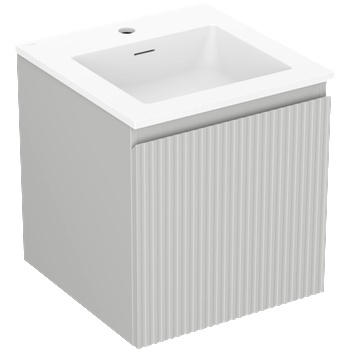 Mexen Rivel банална шкаф 45 см с мивка Otis, 1 чекмедже, гофрирана, сива мат/бяла мат - 91A20-04547-1-BF62-W18M01 (91A20-04547-1-BF62-W18M01)