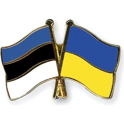 Odznak (pins) 22mm vlajka Estónsko + Ukrajina - farebný