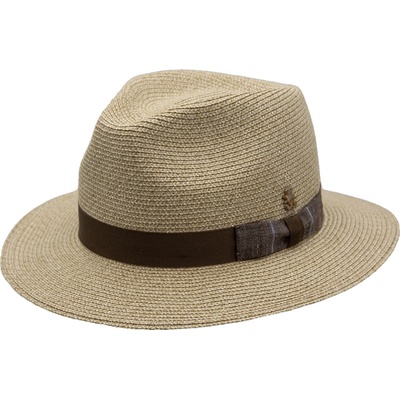 Mayser Pelin luxusní nemačkavý klobouk Fedora ručně šitý UV faktor 80 béžový