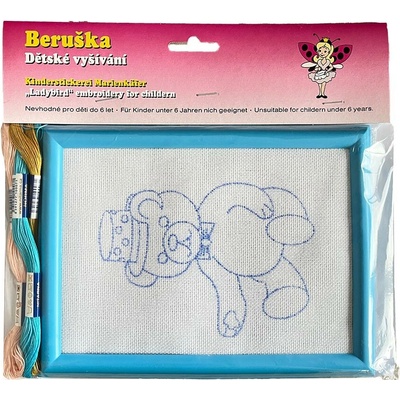 Beruška Dětské vyšívání v rámečku medvěd