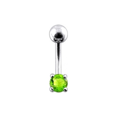 Šperky4U stříbrný piercing do pupíku světle zelený zirkon BP01027-G