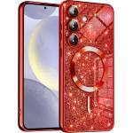 Techsuit Калъф за Samsung Galaxy S24 - Луксозен Glitter MagSafe - Червен (KF2325181)