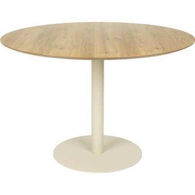 White Label Living Jídelní stůl kulatý STEVEN WLL 110 cm kov a MDF béžový