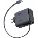 AUKEY pa-c12 мрежово зарядно устройство 67 w с навиващ се кабел (pa-c12)
