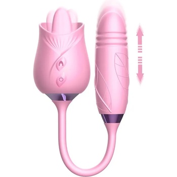 Image 1 of Martinella Double Tongue Cliris Stimulator and Thrusting Egg Pink