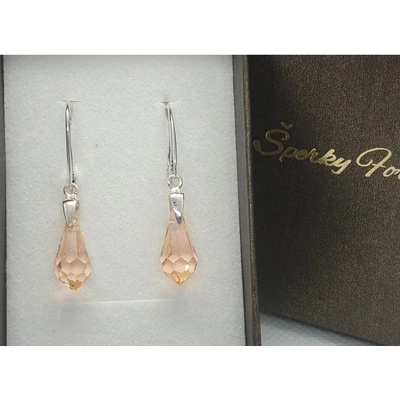For You náušnice Swarovski elements teardrop broskyňové Light peach nau-tear-001