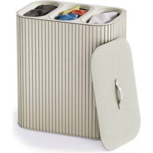 Joseph Joseph Кош за пране Joseph Joseph Tota Trio Luxe 5000008, 90 л, 3 разделения, Дръжки за пренасяне, Бамбук, Екрю (5000008)