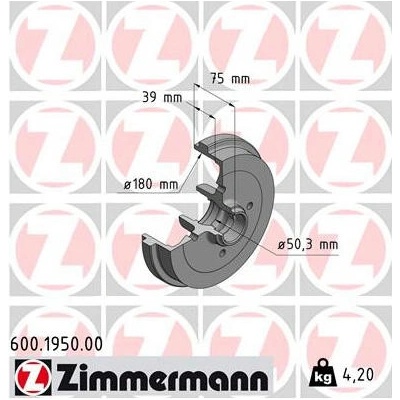 Brzdový buben ZIMMERMANN 600.1950.00