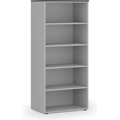 Primo Kancelářský regál GRAY, 1781 x 800 x 500 mm, šedá/wenge