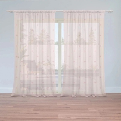 Záclony Růžové křížky na světle růžové: 2 ks - 150x250 cm - Sablio
