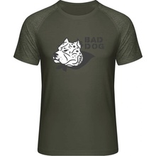 MyMate prodloužené triko MY111 Design s nápisem BAD DOG Olive Heather Olive