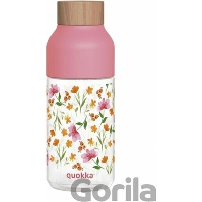 QUOKKA Ice Plastová fľaša PINK FLOWERS 570 ml