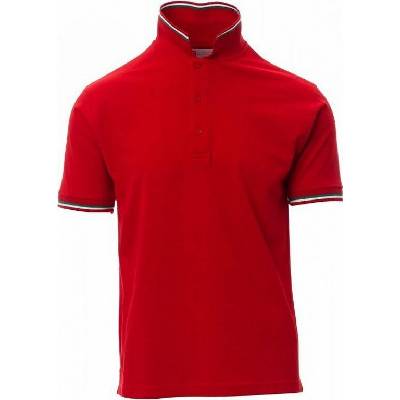 Payperwear Unisex polokošile Italia s kontrastními proužky na límečku červená výrazná