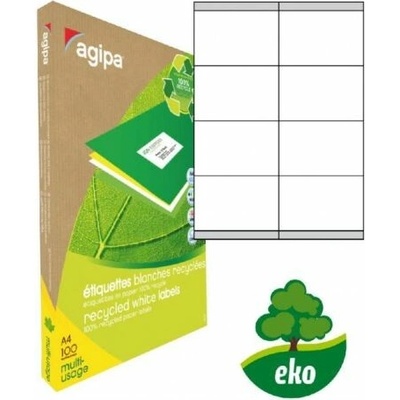 Etikety univerzálne recyklované 105x70mm Agipa A4 100 hárkov