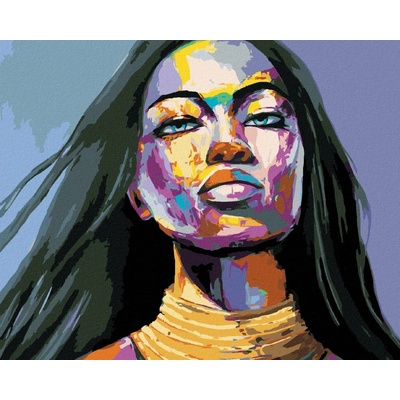 Zuty Malování Podle Čísel Barevný Portrét Ženy Vyjadřující Emoce 80 x 100 cm Plátno Rám
