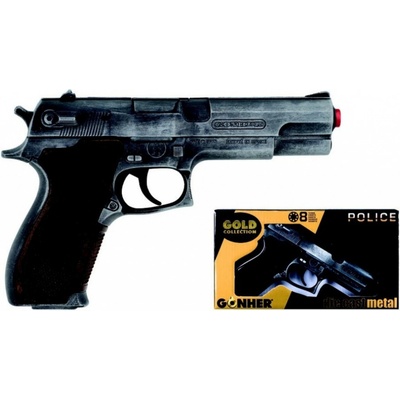 Alltoys policení pistole gold colection stříbrná kovová 8 ran