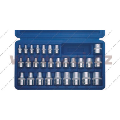 sada nástavců 1/4", 3/8", 1/2" (E-Profil, vnitřní "hvězdička"), 28 ks