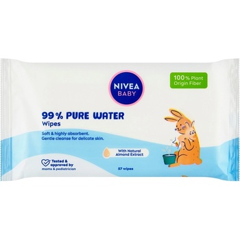 NIVEA BABY 99% Pure Water Čistiace obrúsky 57 ks
