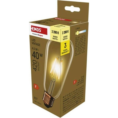 EMOS Lighting Z57032 LED žárovka Vintage ST64 E27 4,5 W 40 W 420 lm teplá bílá