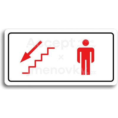 ACCEPT Piktogram WC MUŽI VLEVO DOLŮ - bílá tabulka - barevný tisk