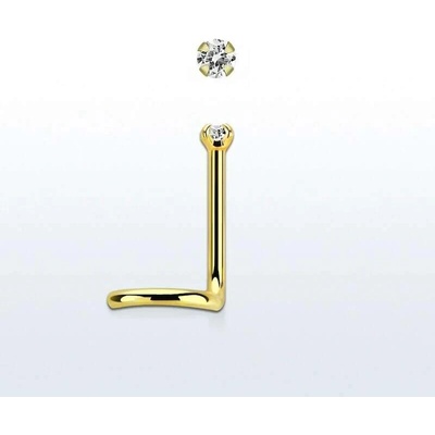 InfinityPierce.cz zahnutý Nostril piercing do nosu s barevným kamínkem NWTZR15 zlatý
