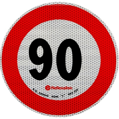 Reflexní nálepka LAMP s omezením rychlosti 90 km/h, značka B-33