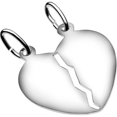 Šperky eshop Stříbrný dvojpřívěsek 925 lesklé srdce s výřezem uprostřed V6.17