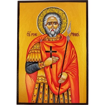 Image 1 of ГОЛЯМА РЪЧНО РИСУВАНА ИКОНА СВЕТИ МИНА