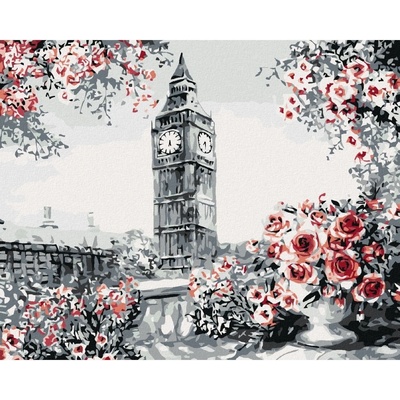 Zuty Malování podle čísel BIG BEN OBKLOPENÝ RŮŽEMA
