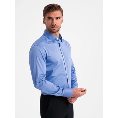 Ombre Classic pánska saténová košel'a slim fit svetlomodrá