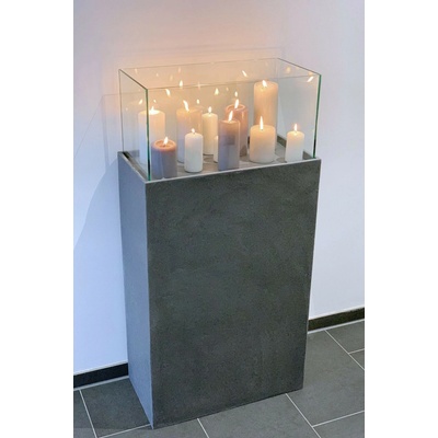 Dekoračný svietnik / stĺp CANDELA XL, vláknocement, výška 100 cm, antracit - vzhľad kameňa