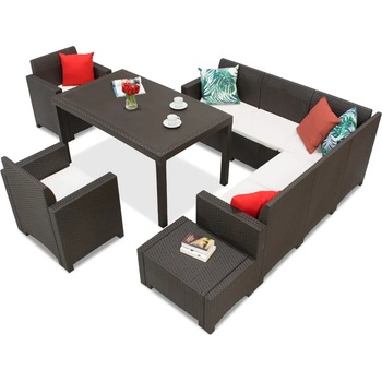 BICA Техноратанов комплект с ъглов диван и фотьойли Nebraska Comida 7 кафяво Bica (BCNEBCOM7BR)