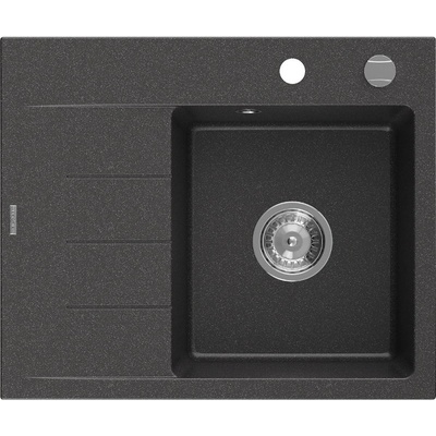 Mexen Ben гранитна мивка с една камера с отцедник, дясна 600 x 500 мм, черна на (6523605000-76)