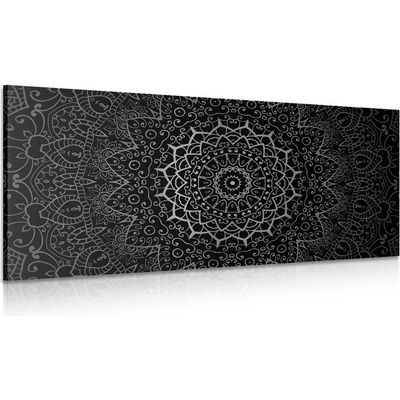 Obraz vintage Mandala v indickom štýle v čiernobielom prevedení