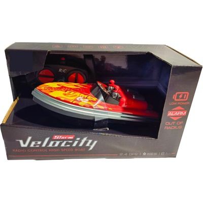 Sparkys R/C Rychlostní Člun Velocity 2.4 GHz Červený Plamen 1:16