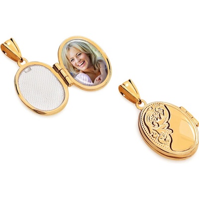 iZlato Forever Oválný medailon na fotku s ornamentálním vzorem IZ17289