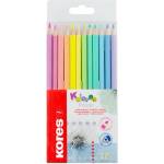 Kores Комплект цветни моливи, триъгълни, KORES "Kolores Pastel", 12 пастелни цвята 93311 (93311)