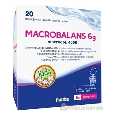 Vitabalans Macrobalans 6 g macrogol 4000 vrecúška proti zápche pre deti 20 ks