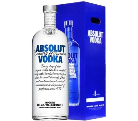 Absolut Vodka 40% 3 l (kartón)
