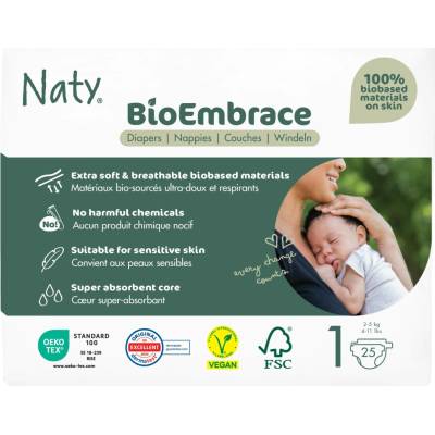 Naty BioEmbrace Newborn 1 2-5 kg 25 ks