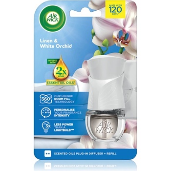 Air Wick Linen & White Orchid електрически уред за освежаване на въздуха с пълнител 19ml
