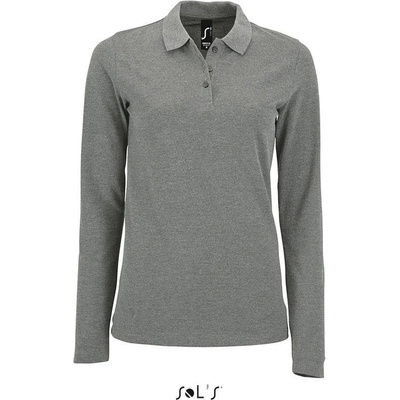 SOL'S Perfect LSL Women Dámske polo s dl. rukávom sivá mel.