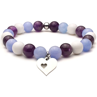 BudNej minerální náramek PROJEV LÁSKY z ametystu angelitu a tridacny MN1139