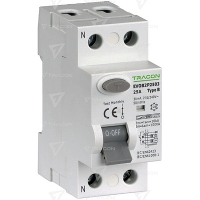Tracon 2P B63A 30mA EVOB2P6303