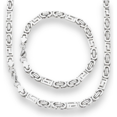 Ewena Pánský náhrdelník s náramkem z chirurgické oceli řecký klíč KA321 – Zbozi.Blesk.cz