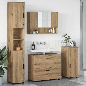 vidaXL Комплект мебели за баня 4 бр. Дъб 35 x 30 x 192 см (3393062)