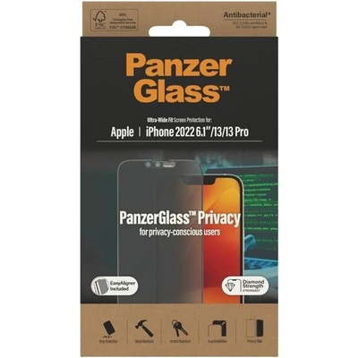 PanzerGlass ochranné sklo Privacy pro Apple iPhone 14/13/13 Pro s instalačním rámečkem P2783