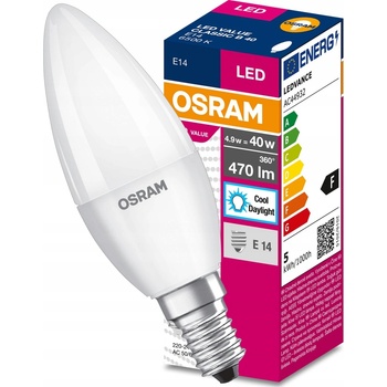 Osram LED VALUE CL B FR 40 5,7W/865 E14 6500K studená biela