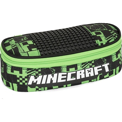 Panini Овален ученически несесер Panini - Minecraft, Pixels, Green (70388)