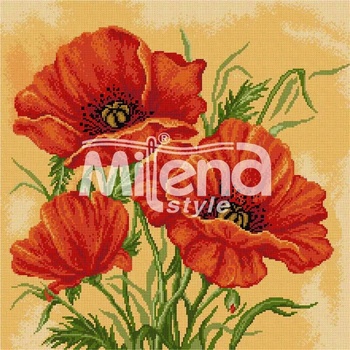 Milena Style Алени макове - гоблен със схема конци Ariadna